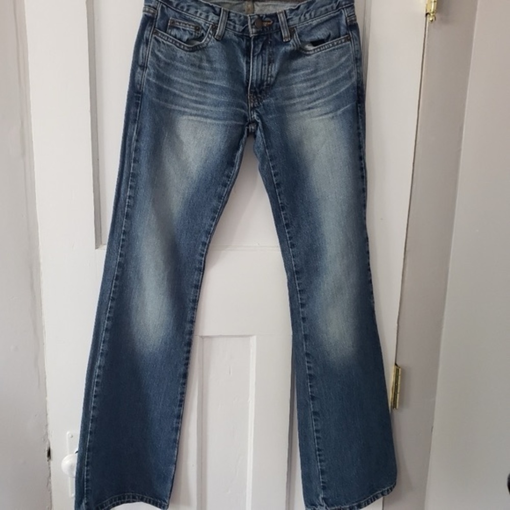 American Eagle Midrise Straight Wide Leg Medium Wash Womens Denim Sz 0